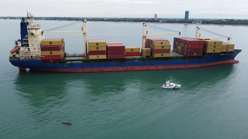 Stopped in Venice a feeder arriving in Trieste